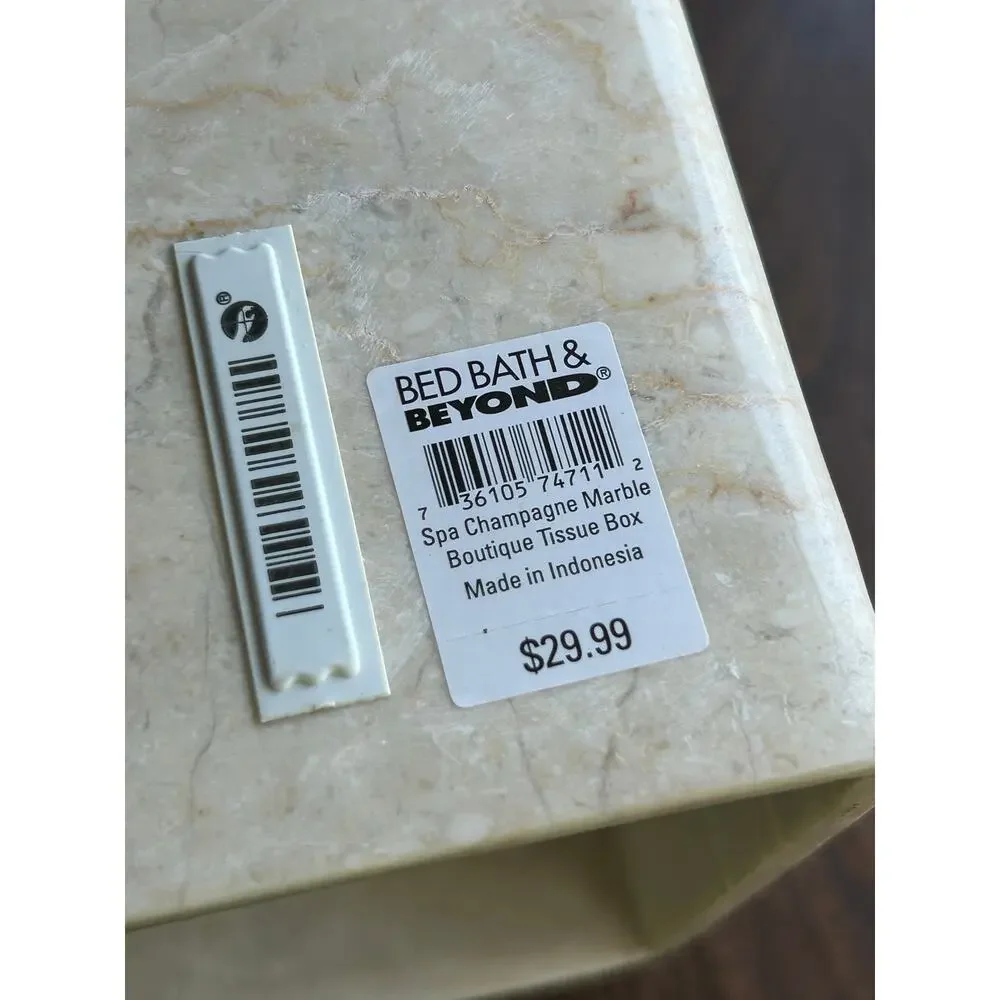 Bed Bath & beyond MARBLE BATHROOM TISSUE BOX COVER & TB Holder - CHAMPAGNE